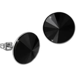 Amello Edelstahl Schmuckset Ohrring, Kette Zirkonias schwarz ESSS04S