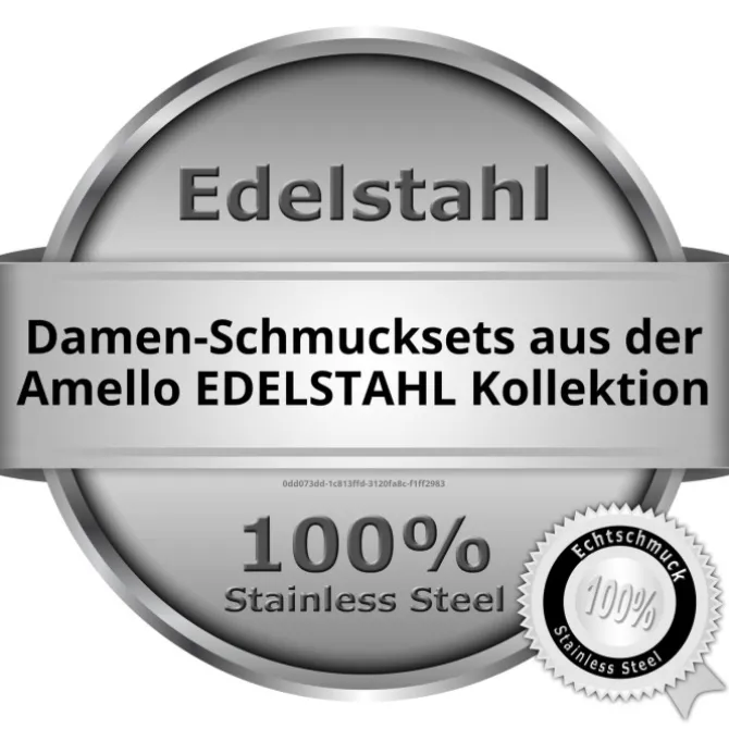 Amello Edelstahl Schmuckset Ohrring, Kette Zirkonias weiß ESSS04W