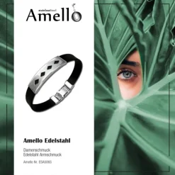 Amello Edelstahlarmband Karos Herren Damen Unisex Armband ESA506S