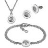 Amello Edelstahlschmuckset Keramik Rund Zirkonia Kette, Armband, Ohrring ESSX31W