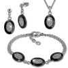 Amello Edelstahlschmuckset Keramik Rund Zirkonia Kette, Armband, Ohrring ESSX32S