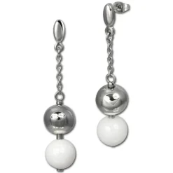 Amello Edelstahlschmuckset Keramik Kugel Armband, Ohrring ESSX12W
