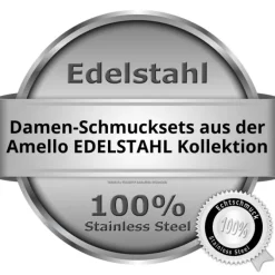 Amello Edelstahlschmuckset Keramik Rund Zirkonia Kette, Armband, Ohrring ESSX31W