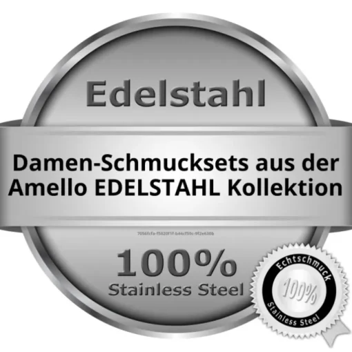Amello Edelstahlschmuckset Keramik Rund Zirkonia Kette, Armband, Ohrring ESSX31W