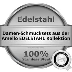 Amello Edelstahlschmuckset Keramik Blümchen weiß Kette, Ohrring ESSX41W