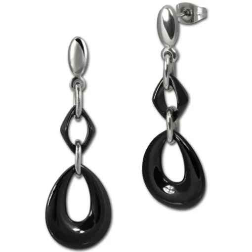 Amello Edelstahlschmuckset Keramik Tropfen Kette, Ohrring ESSX11S