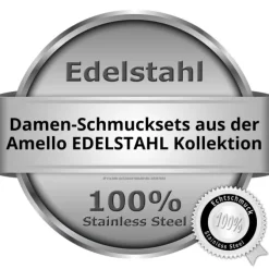 Amello Edelstahlschmuckset Keramik Circle weiß Kette, Ohrring ESSX42W