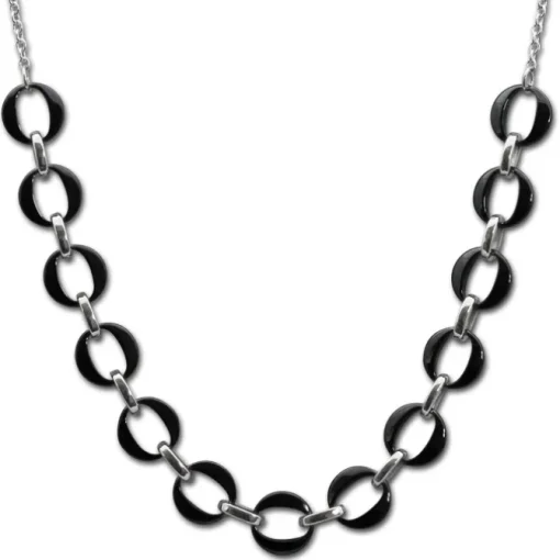 Amello Halskette Keramik Ringe schwarz Damen Edelstahlschmuck ESKX47S5
