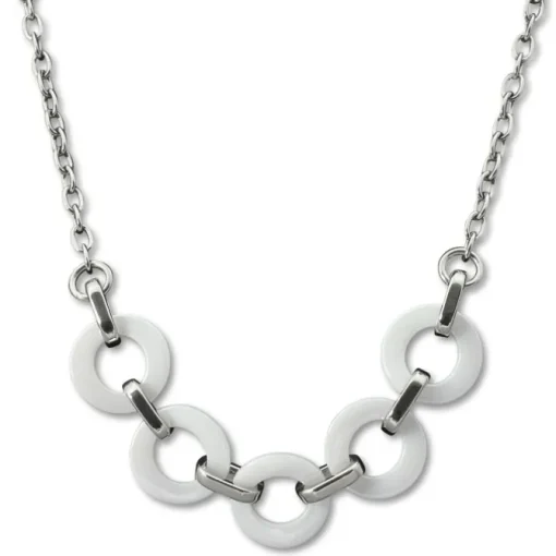 Amello Halskette Keramik Ring weiß Damen Edelstahlschmuck ESKX01W