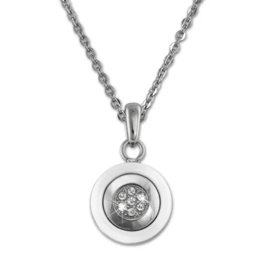 Amello Halskette Keramik Zirkonia Rund weiß Damen Edelstahlschmuck ESKX31W