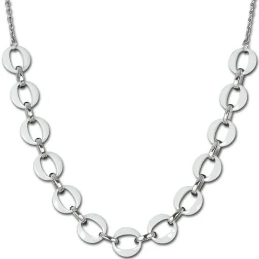 Amello Halskette Keramik Ringe weiß Damen Edelstahlschmuck ESKX02W
