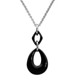 Amello Halskette Keramik Tropfen schwarz Damen Edelstahlschmuck ESKX11S