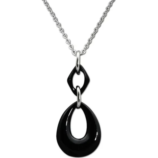 Amello Halskette Keramik Tropfen schwarz Damen Edelstahlschmuck ESKX11S
