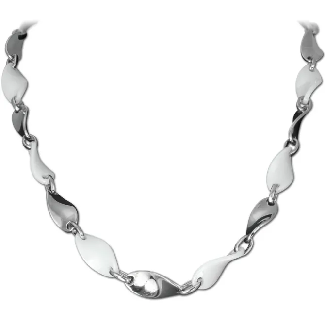 Amello Halskette Keramik Welle weiß Damen Edelstahlschmuck ESKX08W