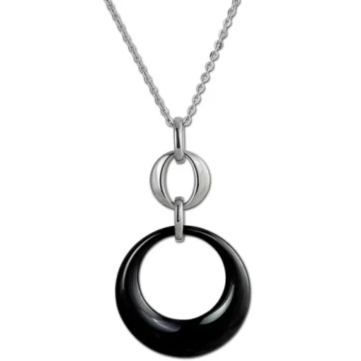Amello Halskette Keramik Round schwarz Damen Edelstahlschmuck ESKX13S
