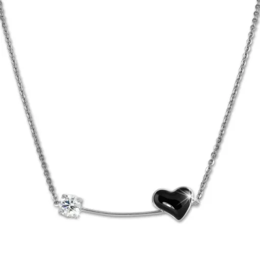 Amello Halskette Keramik Herz Zirkonia schwarz Damen Edelstahlschmuck ESKX40S5