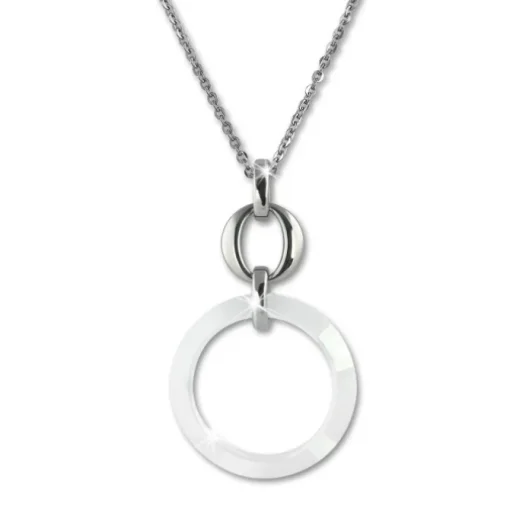 Amello Halskette Keramik Circle weiß Damen Edelstahlschmuck ESKX46W5