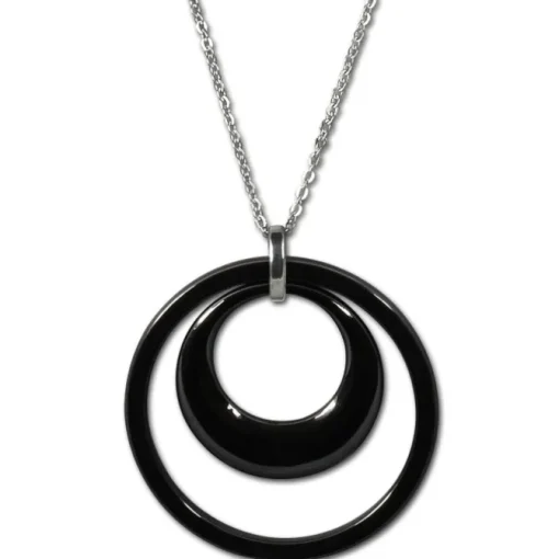 Amello Halskette Keramik Doppel schwarz Damen Edelstahlschmuck ESKX05S