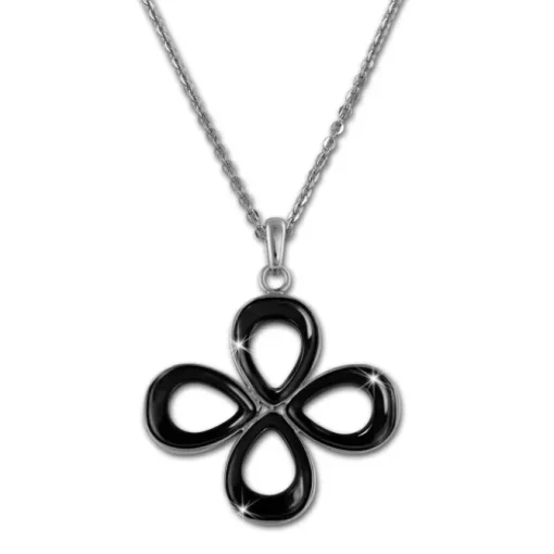 Amello Halskette Keramik Blume schwarz Damen Edelstahlschmuck ESKX28S