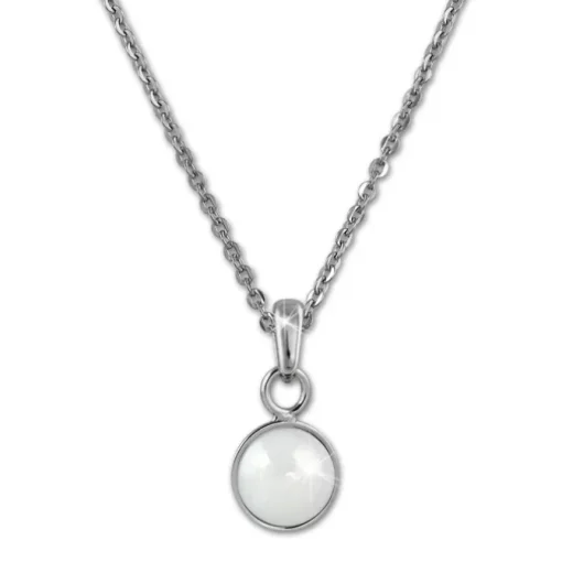 Amello Halskette Keramik Halbkugel weiß Damen Edelstahlschmuck ESKX36W5