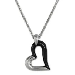 Amello Halskette Keramik Herz schwarz Damen Edelstahlschmuck ESKX26S