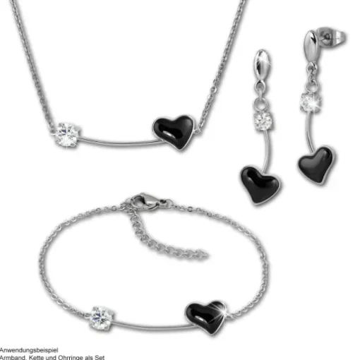 Amello Halskette Keramik Herz Zirkonia schwarz Damen Edelstahlschmuck ESKX40S5