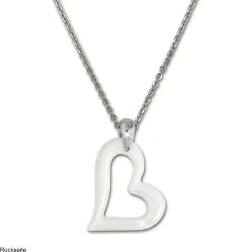 Amello Halskette Keramik Herz weiß Damen Edelstahlschmuck ESKX26W