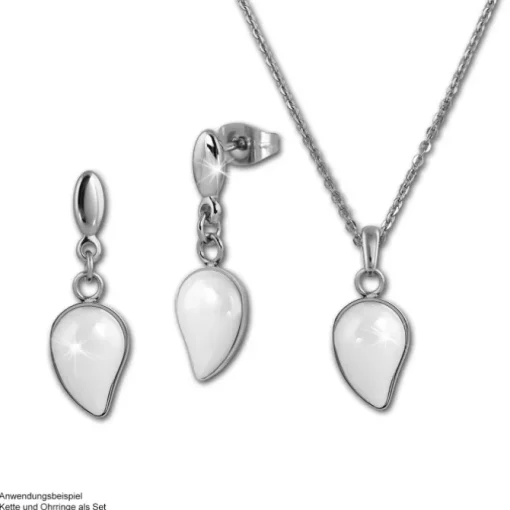 Amello Halskette Keramik Tropfen weiß Damen Edelstahlschmuck ESKX45W5