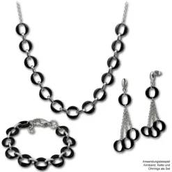 Amello Halskette Keramik Ringe schwarz Damen Edelstahlschmuck ESKX47S5