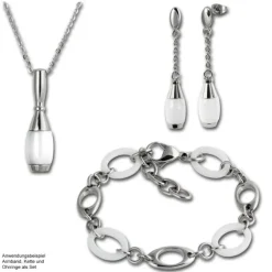 Amello Halskette Keramik Kegel weiß Damen Edelstahlschmuck ESKX15W