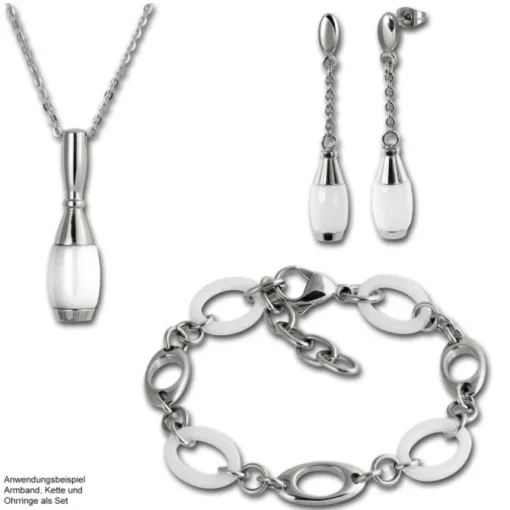 Amello Halskette Keramik Kegel weiß Damen Edelstahlschmuck ESKX15W