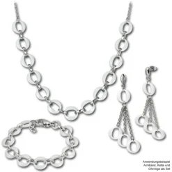 Amello Halskette Keramik Ringe weiß Damen Edelstahlschmuck ESKX02W