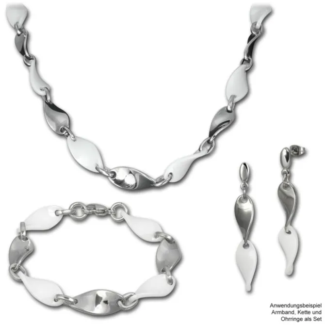 Amello Halskette Keramik Welle weiß Damen Edelstahlschmuck ESKX08W