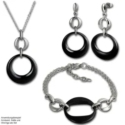 Amello Halskette Keramik Round schwarz Damen Edelstahlschmuck ESKX13S