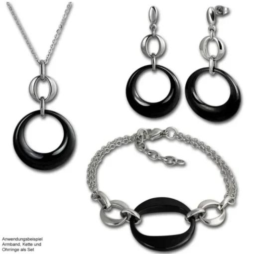 Amello Halskette Keramik Round schwarz Damen Edelstahlschmuck ESKX13S