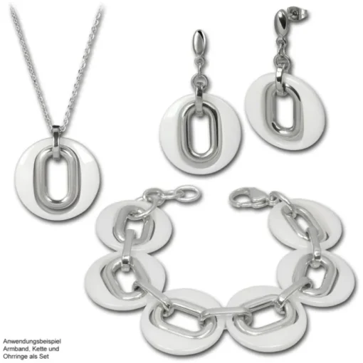 Amello Halskette Keramik Magic weiß Damen Edelstahlschmuck ESKX03W