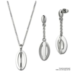 Amello Halskette Keramik Ellipse weiß Damen Edelstahlschmuck ESKX09W