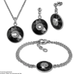 Amello Halskette Keramik Zirkonia Rund schwarz Damen Edelstahlschmuck ESKX29S