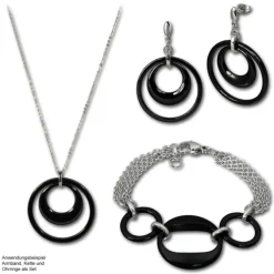 Amello Halskette Keramik Doppel schwarz Damen Edelstahlschmuck ESKX05S