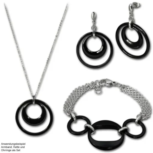 Amello Halskette Keramik Doppel schwarz Damen Edelstahlschmuck ESKX05S