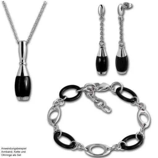 Amello Halskette Keramik Kegel schwarz Damen Edelstahlschmuck ESKX15S