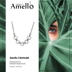 Amello Halskette Keramik Ring weiß Damen Edelstahlschmuck ESKX01W