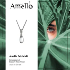 Amello Halskette Keramik Kegel weiß Damen Edelstahlschmuck ESKX15W