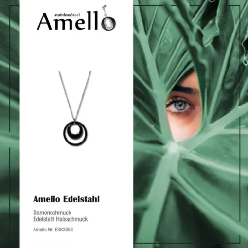 Amello Halskette Keramik Doppel schwarz Damen Edelstahlschmuck ESKX05S