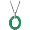 Amello Halskette Oval Emaille grün/weiß Damen Edelstahlschmuck ESKG01G