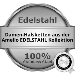 Amello Halskette Oval Emaille türkis/weiß Damen Edelstahlschmuck ESKG01T