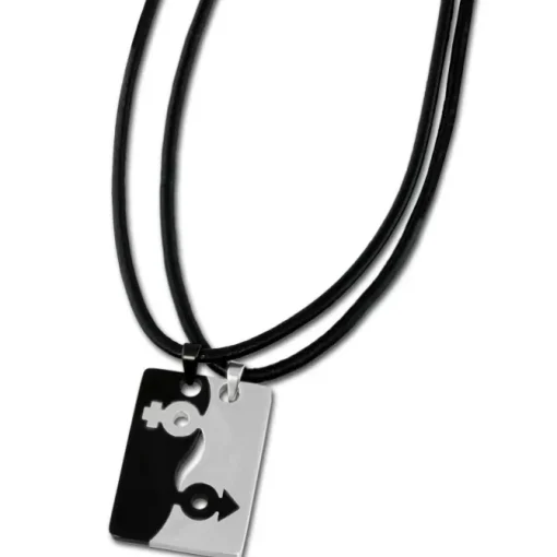Amello Halsketten-Set Sexus schwarz/weiß Edelstahlschmuck Unisex ESK002S