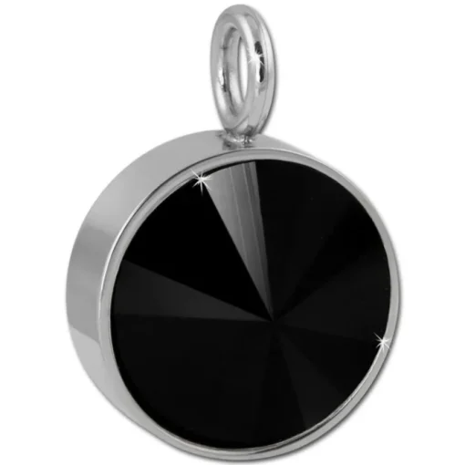 Amello Kettenanhänger Edelstahl Zirkonias Zirkonia schwarz ESHS02S