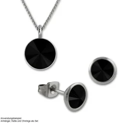 Amello Kettenanhänger Edelstahl Zirkonias Zirkonia schwarz ESHS02S