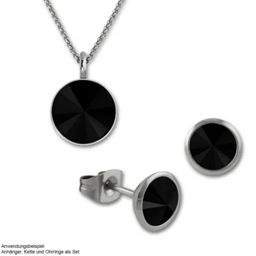 Amello Kettenanhänger Edelstahl Zirkonias Zirkonia schwarz ESHS02S